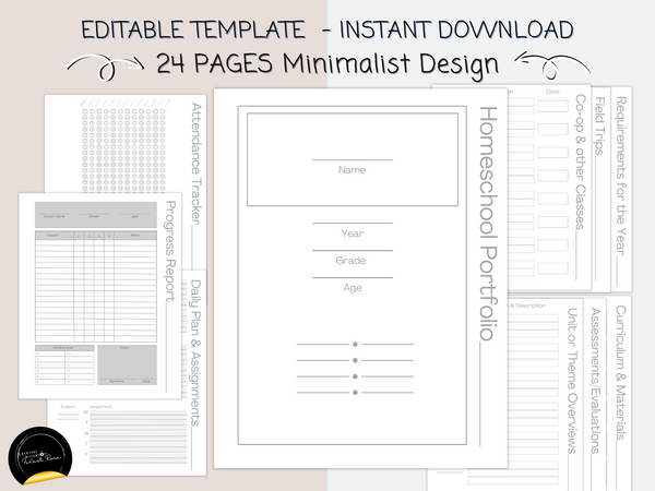 Editable Homeschool Portfolio Binder