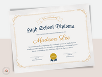 Printable Editable Official High School Transcript and High School Diploma 