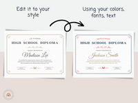 Printable Editable Official High School Transcript and High School Diploma 