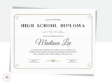 Printable Editable Official High School Transcript and High School Diploma 