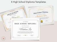 Printable Editable Official High School Transcript and High School Diploma 