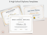 Printable Editable Official High School Transcript and High School Diploma 