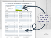 Printable Editable Official High School Transcript and High School Diploma 