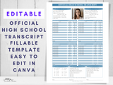 Printable Editable Official High School Transcript and High School Diploma 