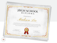 Printable Editable Official High School Transcript and High School Diploma 