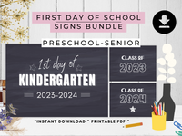 First Day of School Signs 2023 - 2024 Preschool to Senior Year - Back to School Sign - Class of 2023 sign - Class of 2024 Sign - last day of school sign - last first day sign 
