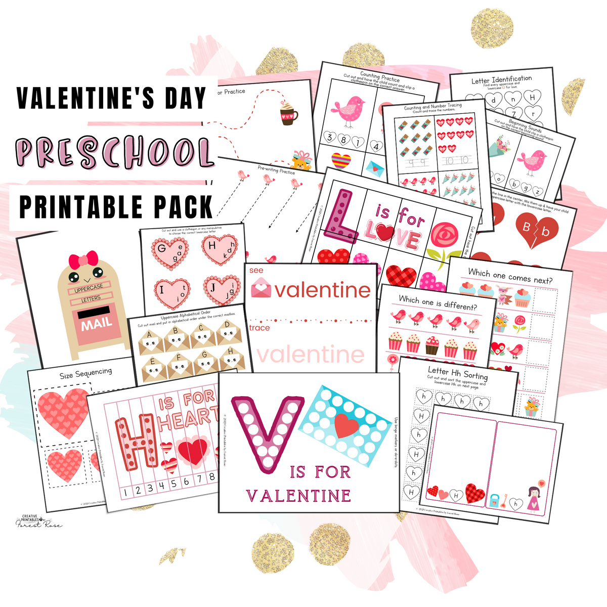 Valentine's Day Preschool Pack (116 pages) - Forest Rose Creative