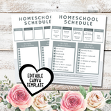 Printable Homeschool Schedule Template Editable in Canva